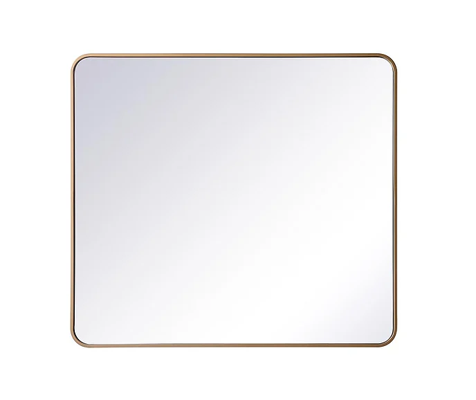 Elegant Soft Corner Metal Rectangular Mirror 36X40 In. in Brass MR803640BR