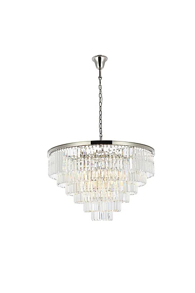 Elegant Sydney 33 Light Polished Nickel Chandelier Clear Royal Cut Crystal 1231D44PN/RC