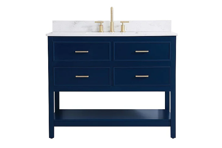 Elegant 42 In. Single Bathroom Vanity in Blue with Backsplash VF19042BL-BS