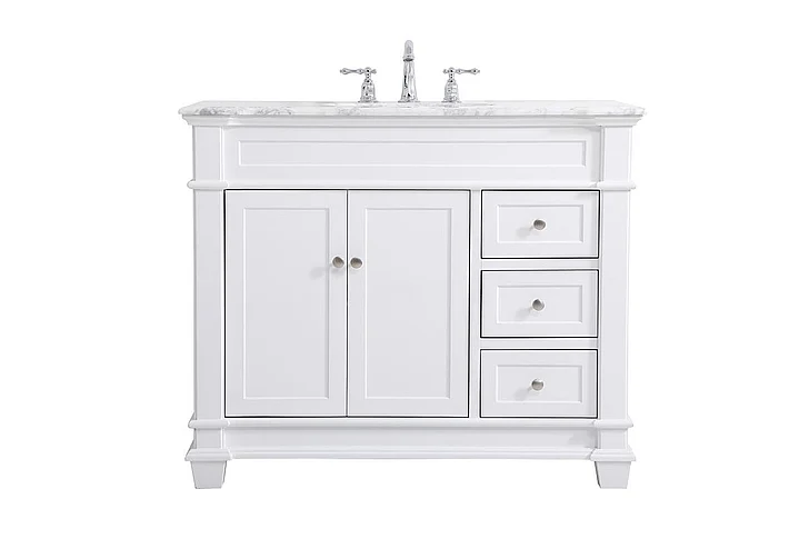 Elegant 42 In. Single Bathroom Vanity Set in White VF50042WH