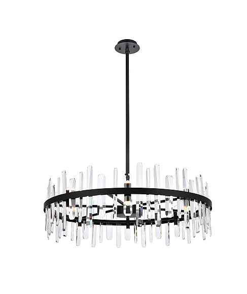 Elegant Serena 36 In. Crystal Round Chandelier in Black 2200D36BK