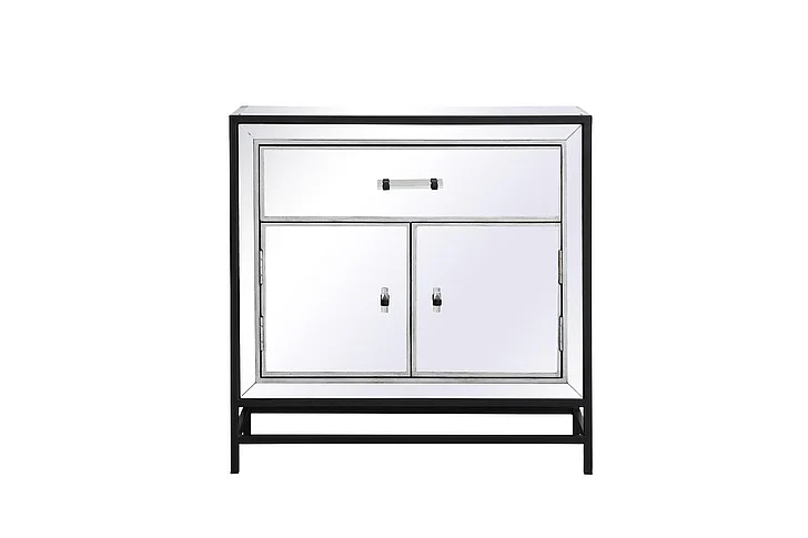 Elegant James 28.5 In. Mirrored Cabinet in Black MF72028BK CLOSEOUT