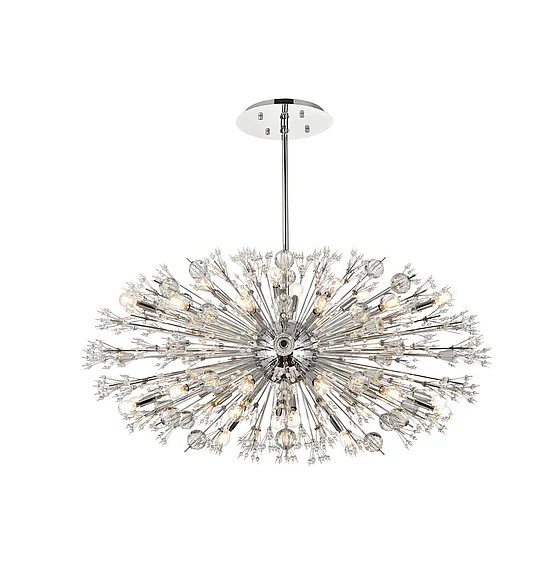 Elegant Vera 48 In. Crystal Starburst Oval Pendant in Chrome 2500D48C