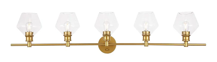 Elegant Gene 5 Light Brass and Clear Glass Wall Sconce LD2324BR