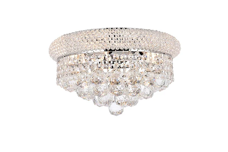 Elegant Primo 6 Light Chrome Flush Mount Clear Royal Cut Crystal V1800F14C/RC