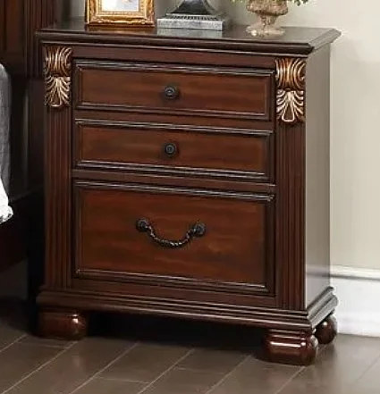 Boss Furniture F5486 3 Drawer Nightstand in Brown
