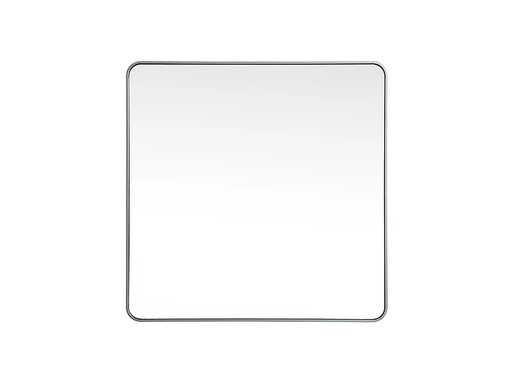 Elegant Soft Corner Metal Square Mirror 42X42 In. in Silver MR804242S