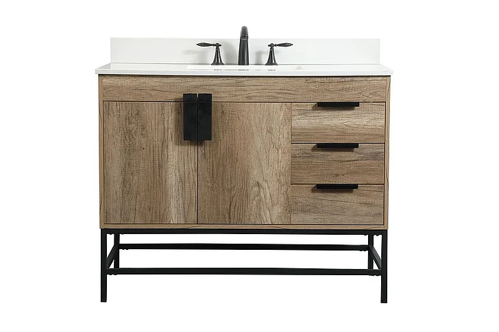Elegant 42 In. Single Bathroom Vanity in Natural Oak with Backsplash VF48842NT-BS