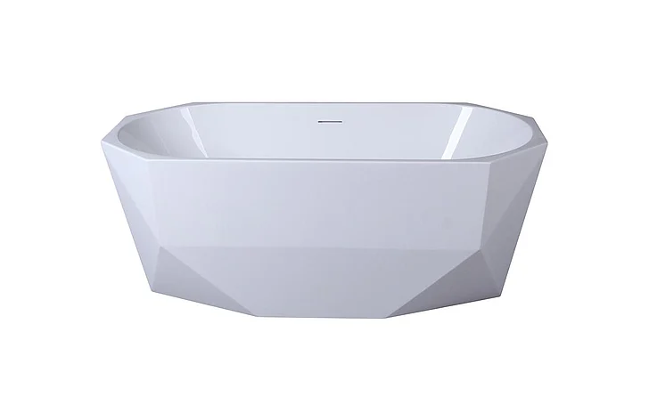Elegant 59 In. Soaking Diamond Style Bathtub in Glossy White BT21159GW