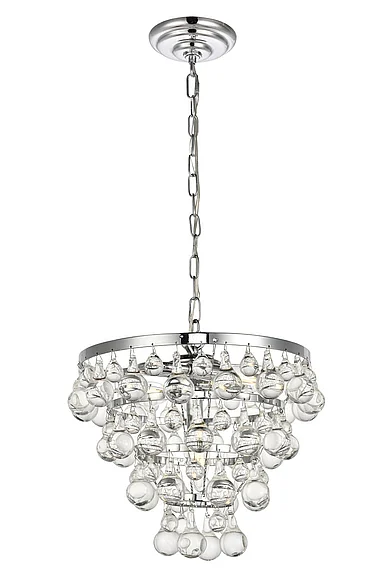 Elegant Kora Collection Pendant D13 H10.9 LT:3 Chrome Finish LD5016D13C CLOSEOUT