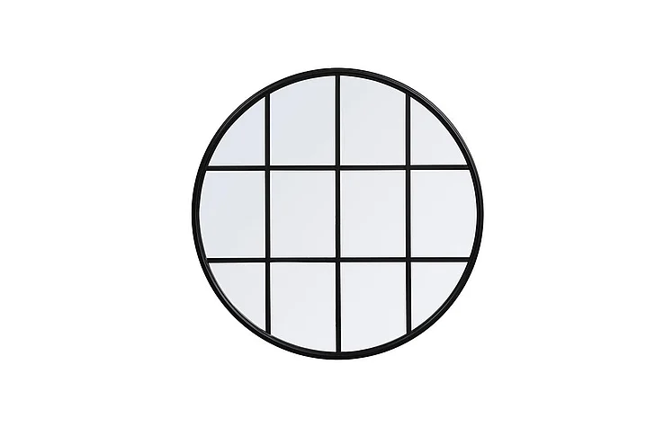 Elegant Metal Windowpane Mirror 32 In. x 32 In. in Black MR633232BK