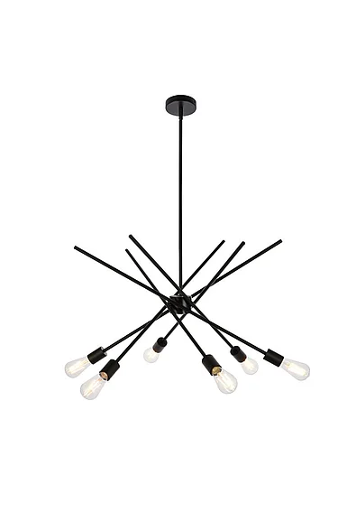 Elegant Armin 6 Lights Pendant in Black LD7054D32BK CLOSEOUT