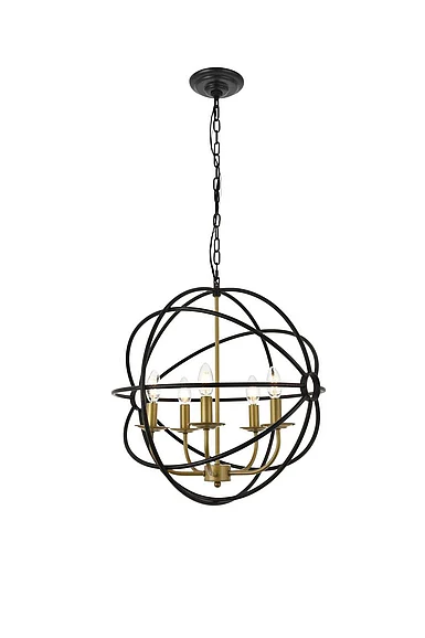 Elegant Octavia 5 Light Brass and Dark Brown Pendant LD4006D20BRD CLOSEOUT