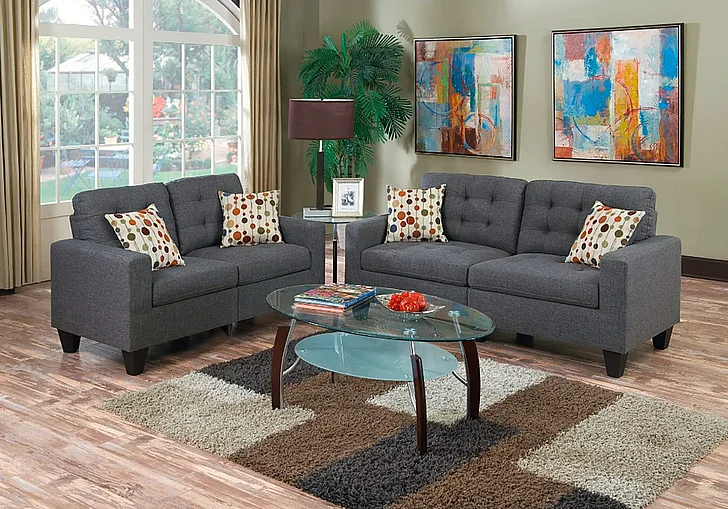 Boss Furniture F6901 2pc Sofa Set in Gray