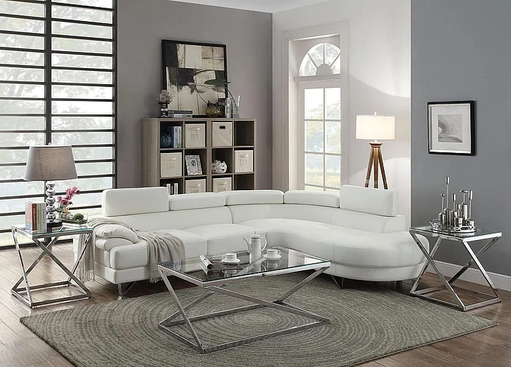 Boss Furniture F6985 2 Piece Sectional Sofa in White
