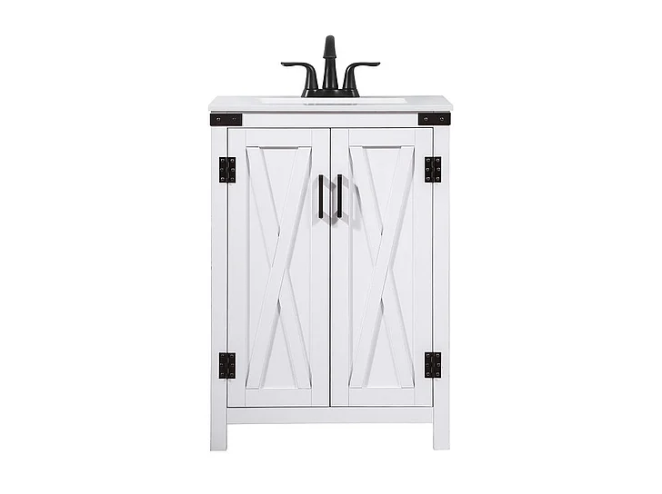 Elegant 24 In. Single Bathroom Vanity in White VF90224WH