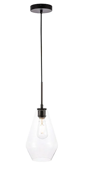 Elegant Gene 1 Light Black and Clear Glass Pendant LD2260BK