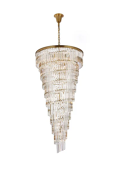 Elegant Sydney 36.5 In. Spiral Crystal Chandelier in Satin Gold 1201SR36SG/RC