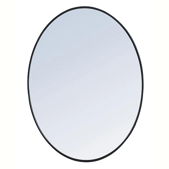 Elegant Metal Frame Oval Mirror 40 In. in Black MR4630BK