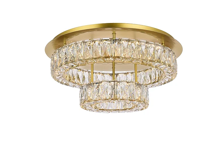 Elegant Monroe 22 In. Led Double Flush Mount in Gold 3503F22L2G