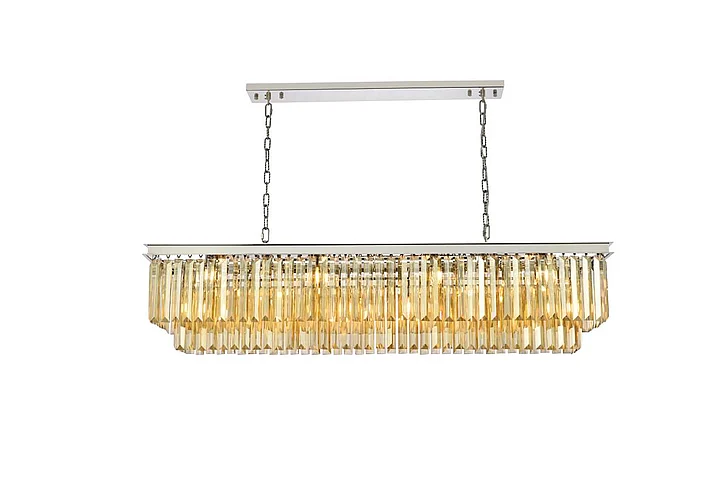 Elegant Sydney 12 Light Polished Nickel Chandelier Golden Teak (Smoky) Royal Cut Crystal 1232D60PN-GT/RC