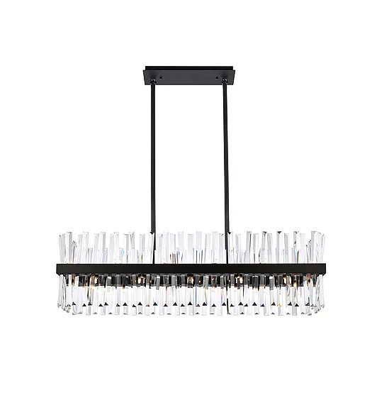 Elegant Serephina 42 In. Crystal Rectangle Chandelier Light in Black 6200G42BK