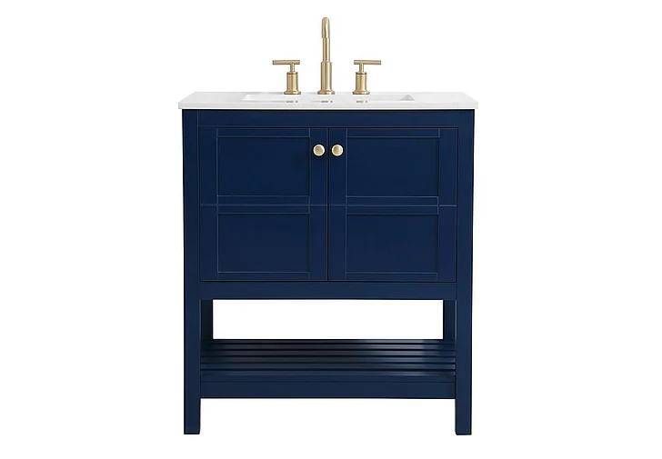 Elegant 30 In. Single Bathroom Vanity in Blue VF16430BL