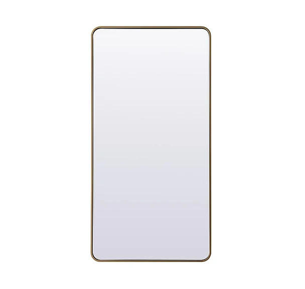 Elegant Soft Corner Metal Rectangle Full Length Mirror 30X60 In. in Brass MR80FL3060BR