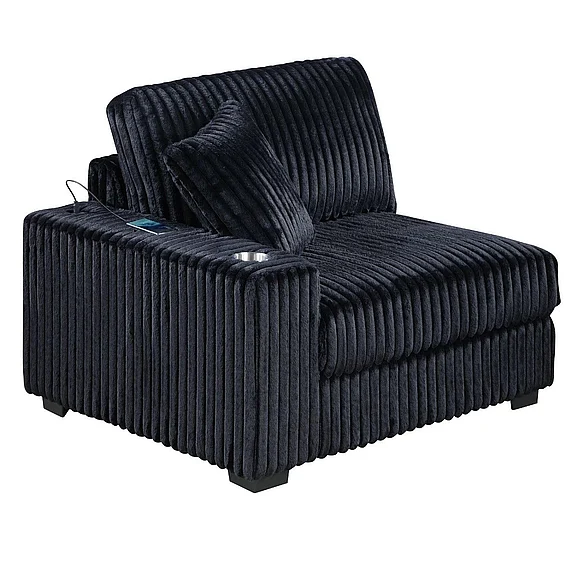 Boss Furniture LAF Chair in Black-Fur Like Jumbo Corduroy 8361