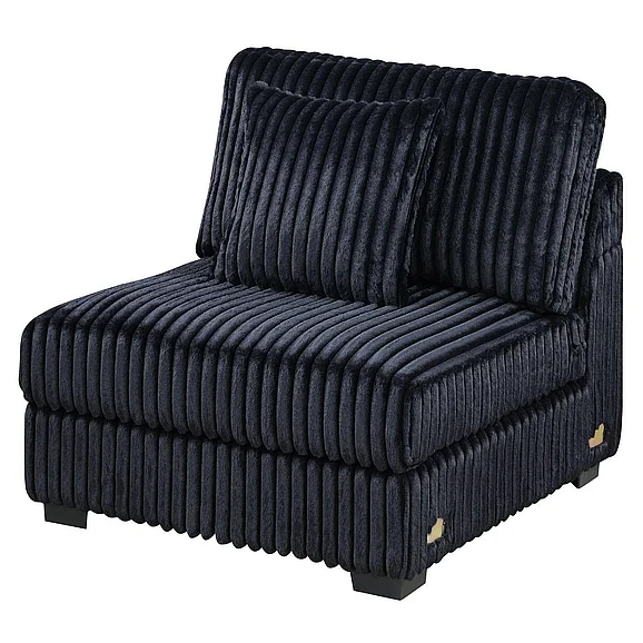 Boss Furniture Armless Chair in Black-Fur Like Jumbo Corduroy 8363