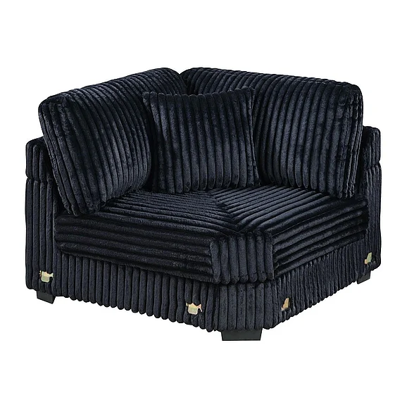 Boss Furniture Corner Sofa in Black-Fur Like Jumbo Corduroy 8364