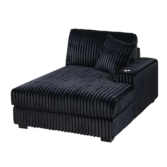 Boss Furniture RAF Chaise in Black-Fur Like Jumbo Corduroy 8366