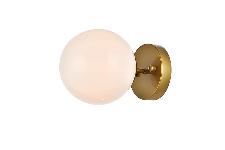 Elegant Mimi Six In. Dual Flush Mount and Bath Sconce in Brass with Frosted Glass LD2451BR