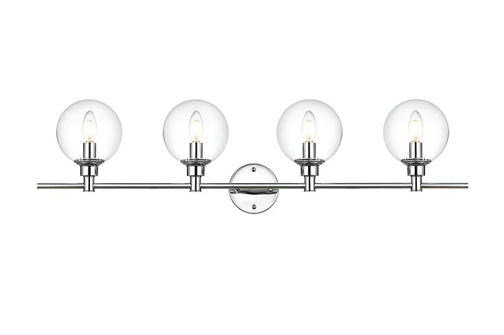 Elegant Jaelynn 4 Light Chrome and Clear Bath Sconce LD7318W38CH CLOSEOUT