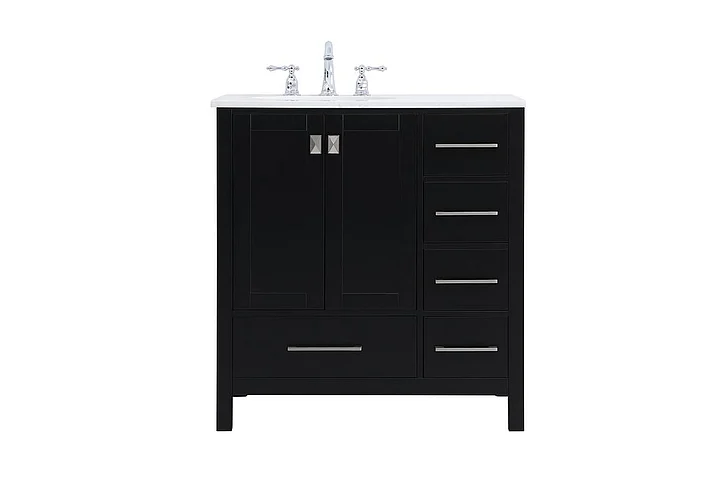 Elegant 32 In. Single Bathroom Vanity in Black VF18832BK