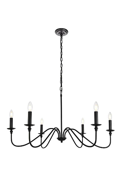 Elegant Rohan Collection Chandelier D36 H19 LT:6 Matte Black Finish LD5006D36MB