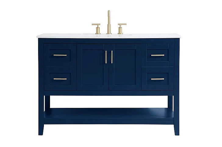 Elegant 48 In. Single Bathroom Vanity in Blue VF16048BL