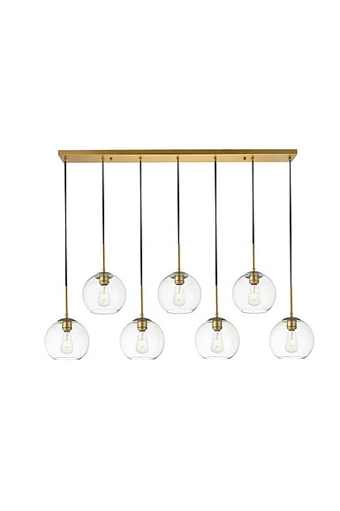 Elegant Baxter 7 Lights Brass Pendant with Clear Glass LD2230BR