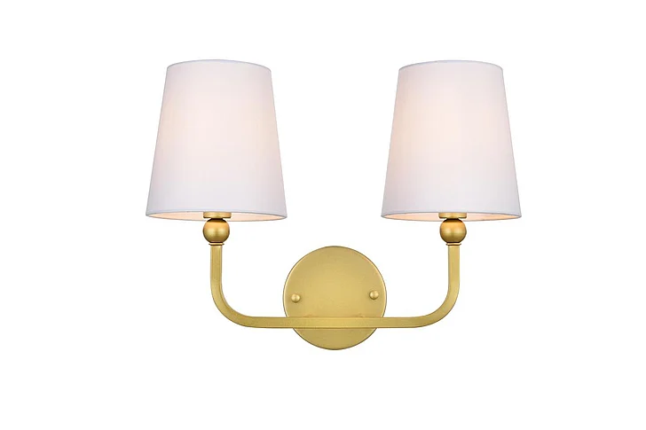 Elegant Colson 2 Light Brass and Clear Bath Sconce LD7322W16BRA
