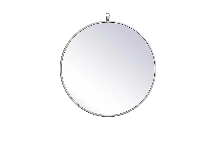 Elegant Metal Frame Round Mirror with Decorative Hook 21 In. in Silver MR4721S