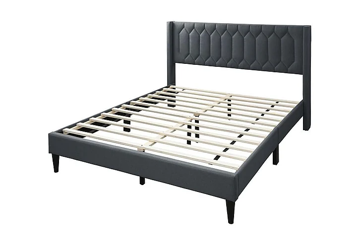 Boss Furniture Queen Bed in Charcoal Burlap 9652Q