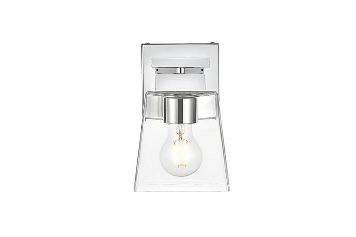 Elegant Merrick 1 Light Chrome and Clear Bath Sconce LD7312W5CH CLOSEOUT