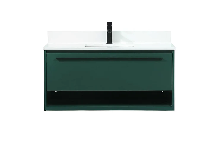 Elegant 40 In. Single Bathroom Vanity in Green with Backsplash VF43540MGN-BS CLOSEOUT