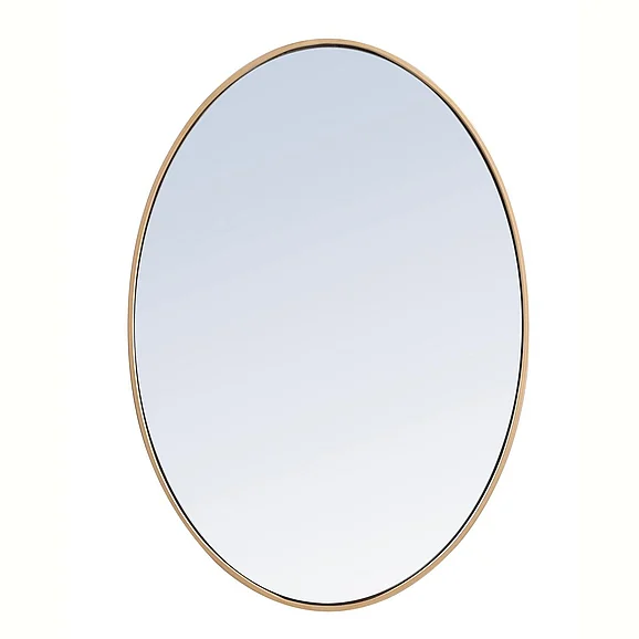 Elegant Metal Frame Oval Mirror 34 In. in Brass MR4624BR