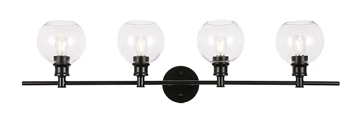 Elegant Collier 4 Light Black and Clear Glass Wall Sconce LD2322BK