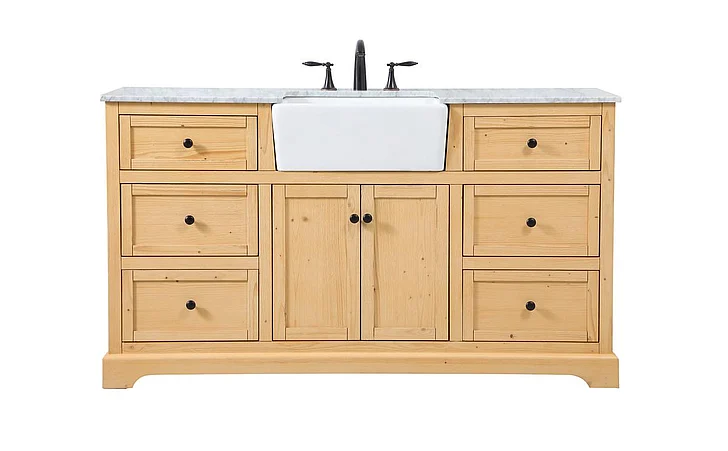Elegant 60 In. Single Bathroom Vanity in Natural Wood VF60260NW