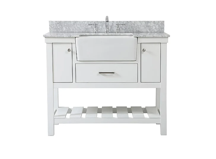 Elegant 42 In. Single Bathroom Vanity in White with Backsplash VF60142WH-BS