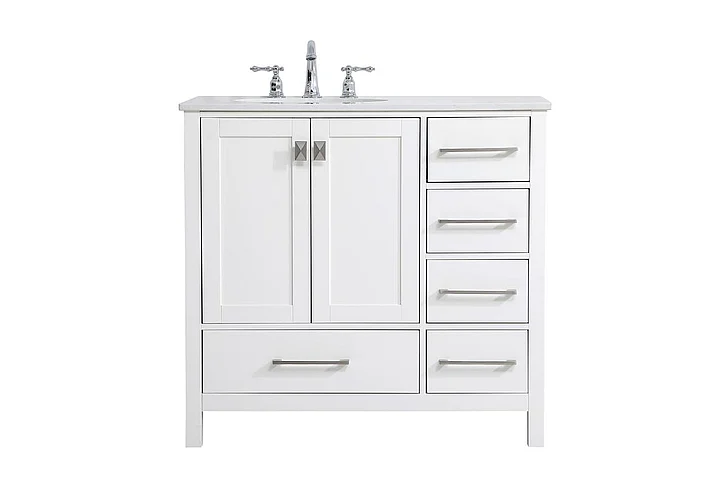 Elegant 36 In. Single Bathroom Vanity in White VF18836WH