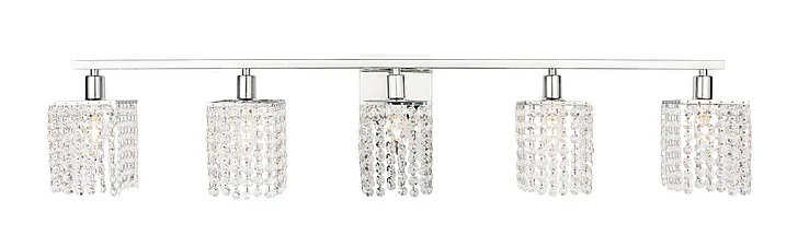 Elegant Phineas 5 Light Chrome and Clear Crystals Wall Sconce LD7015C