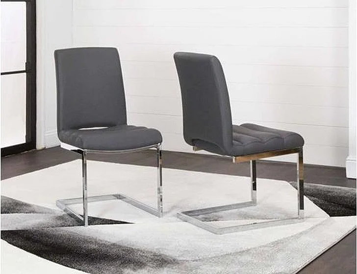 Sunset Trading Dyane Side Chair (Set of 2) in Chrome/Charcoal G5115-05